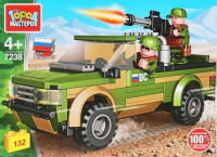 Игрушечный конструктор "Город мастеров" военный Пикап с Пулемётом 132 дет.