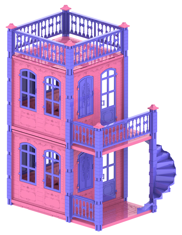 Домик для кукол Замок Принцессы 2 этажа розовый