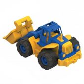 Игрушечный трактор колесный 68 см с грейдером сини-желтый