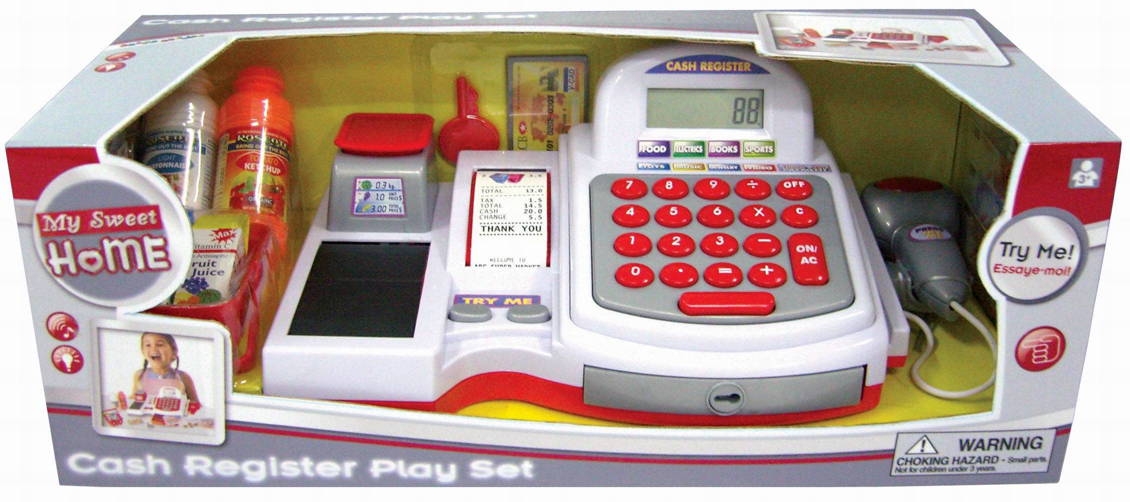Игрушечная Касса деревянная с бумажной лентой и калькулятором (ВВ-4550)