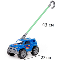 Игрушка-каталка с ручкой высота хвата 43 см машинка джип голубой