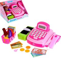 Детская касса со сканером и калькулятором розовая