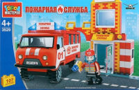 Игрушечный конструктор "Город мастеров" УАЗ-452 Пожарная станция 107 дет.