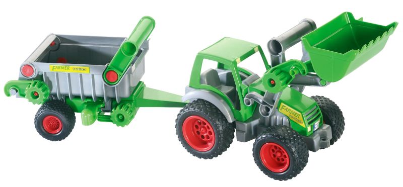 Игрушка трактор с резиновыми колесами и прицепом