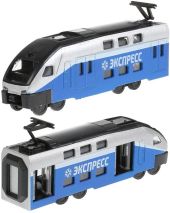 Игрушечный металлический поезд экспресс (синий) 16 см