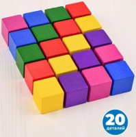Кубики деревянные цветные 20 шт (6 цветов, 4 см)