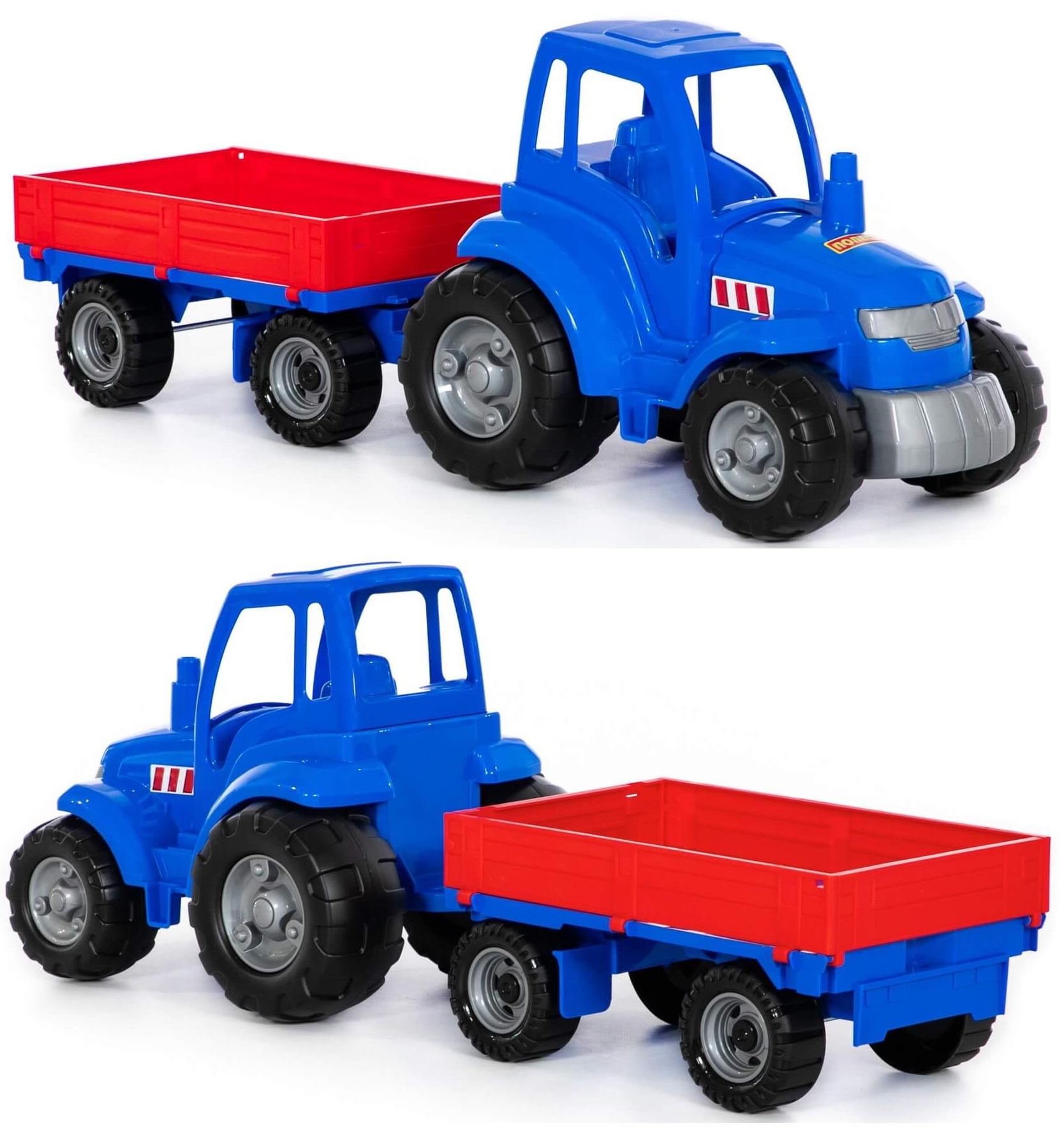 Игрушка синий трактор с прицепом 68 см