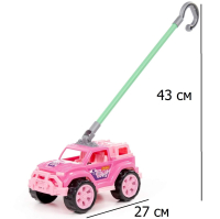 Игрушка-каталка с ручкой высота хвата 43 см машинка джип розовый