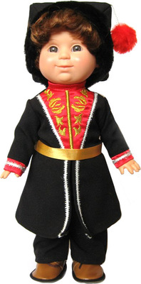 Калмыцкий национальный мужской костюм кукла - 30 см